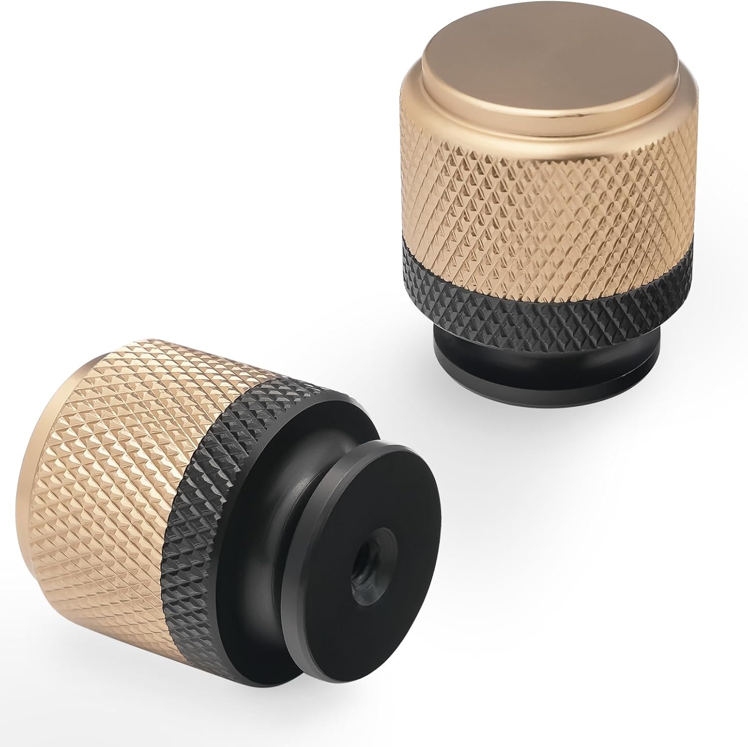 10 Pack Champagne Bronze Round Brushed Aluminum Cabinet Knobs (1.1 x 1 x 0.78 inches, 10 Count)