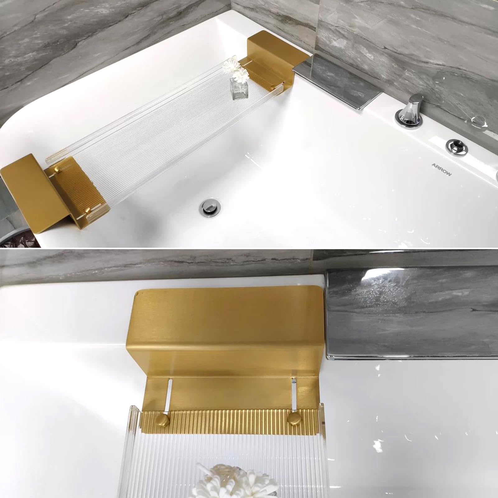 Vassoio da Bagno Regolabile con Contenitore - Ripiano Espandibile per Vasca da Bagno, Ideale per Bagni di Lusso - 65-74 Cm - Accessorio da Bagno Perfetto per Il Relax