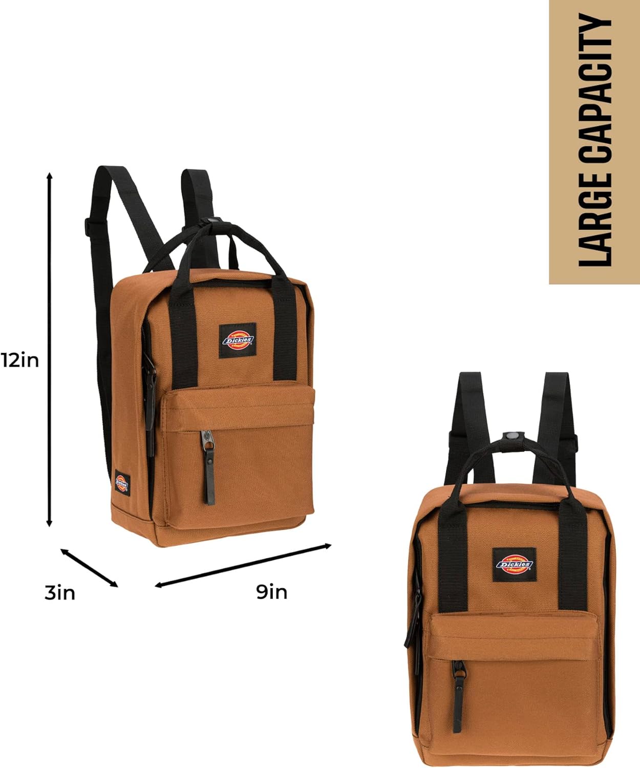 Dickies Brooklyn Mini Backpack, Small Backpack Purse for Men and Women, Travel Shoulder Book Bag (Brown Duck)