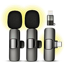 Qhot Microfono wireless per iPhone, iPad, IOS, microfono lavalier per la registrazione video – 2 Pack iPhone Mic Registrazione cristallina con USB-C per Podcast, ASMR, TikTok