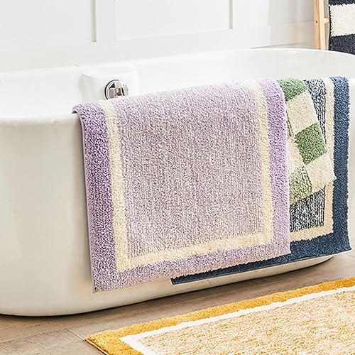 Miniatura 7 de CozeCube - Tapetes de baño antideslizantes, peludos, esponjosos, lavables, microfibra extrasuave y absorbente, para ducha y lavabo, morado, 24 x 16