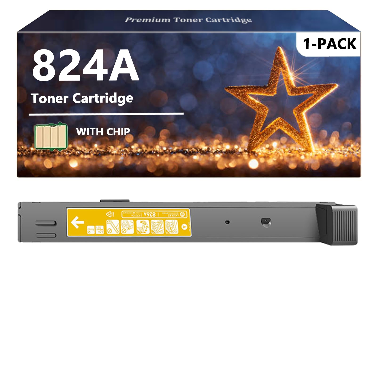 Toner Cartridges Yellow Compatible for HP 824A CB382A Toner Cartridge for HP Color Laserjet CP6015 CM6030 CM6040 Series Printers, 1 Yellow