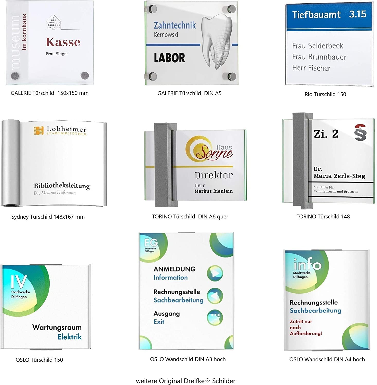 10 Türschild Sydney silber | 148x167mm | Quadratisch | Aluminium | zur Schraubmontage | 10 Stück | Büroschild, Raumkennzeichnung Büro