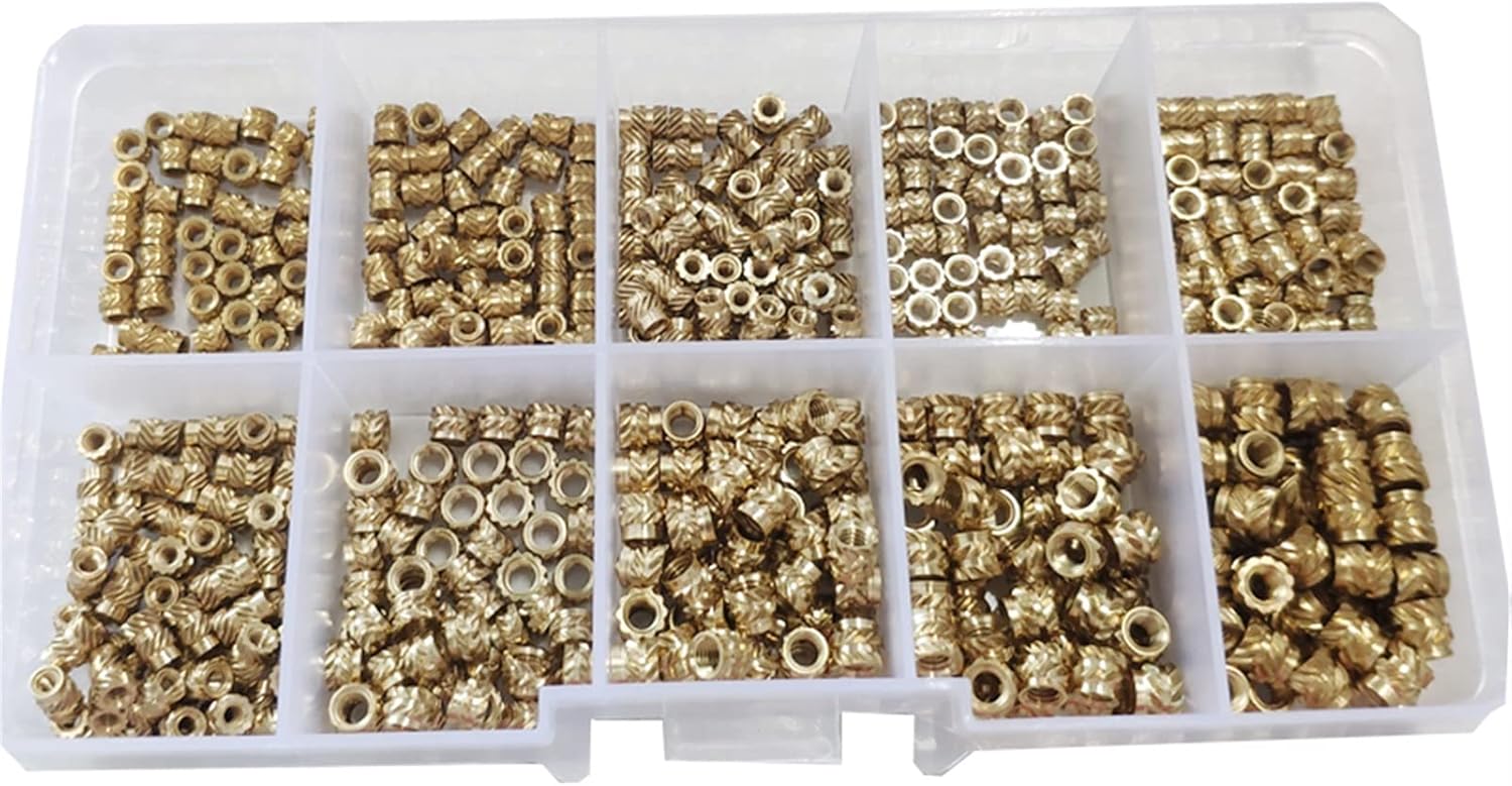 3D Printing Brass Nuts, Hot Melt Nut 500Pcs M2 M2.5 M3 Brass Hot Melt Inset Nuts Assortment Kit Thread Copper Knurled Threaded Insert Embedment Nuts Set