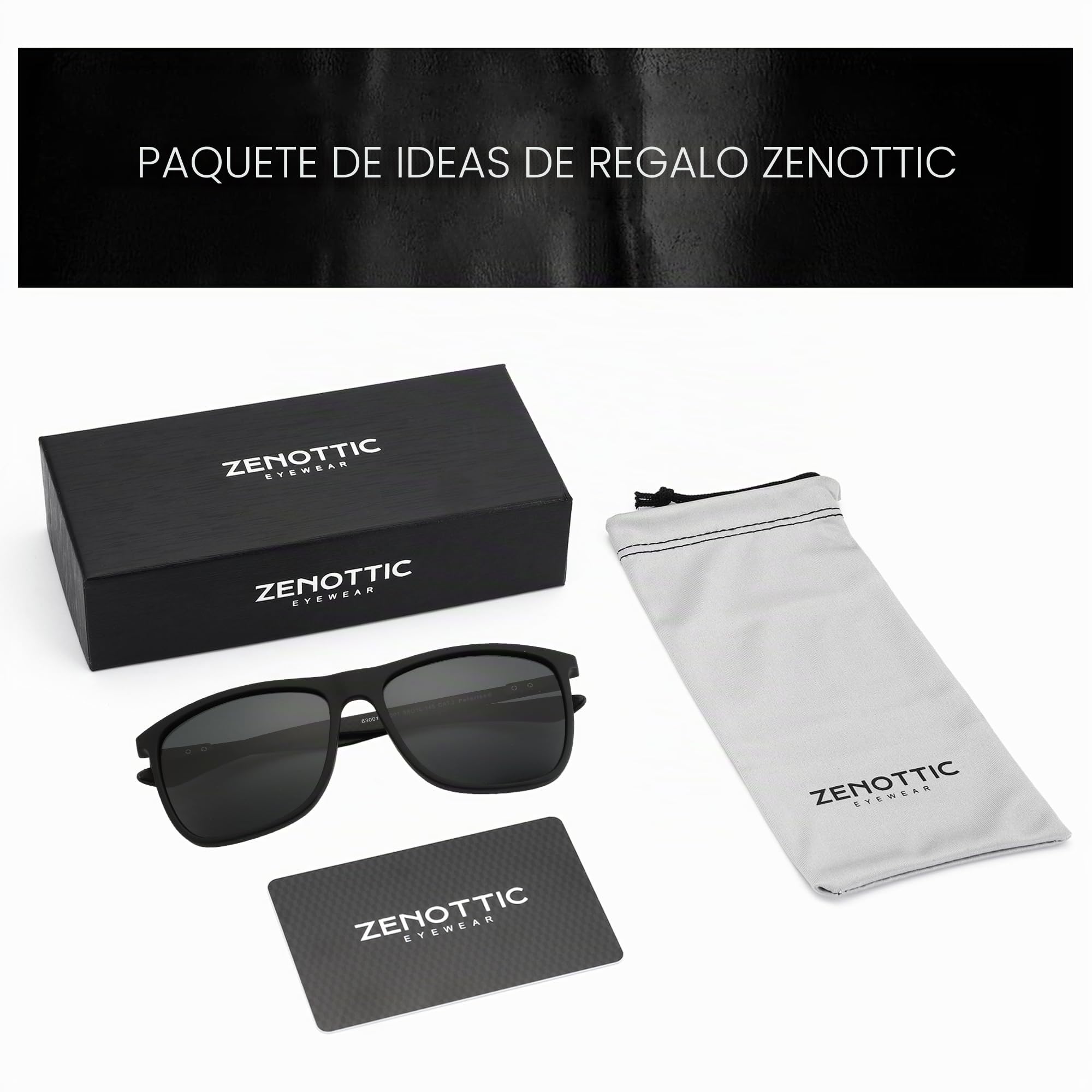 ZENOTTIC Gafas de sol polarizadas cuadradas para hombres Ultraligeros de fibra de carbono Gafas de sol de conducción Pesca Golf Deportes Protección UV400