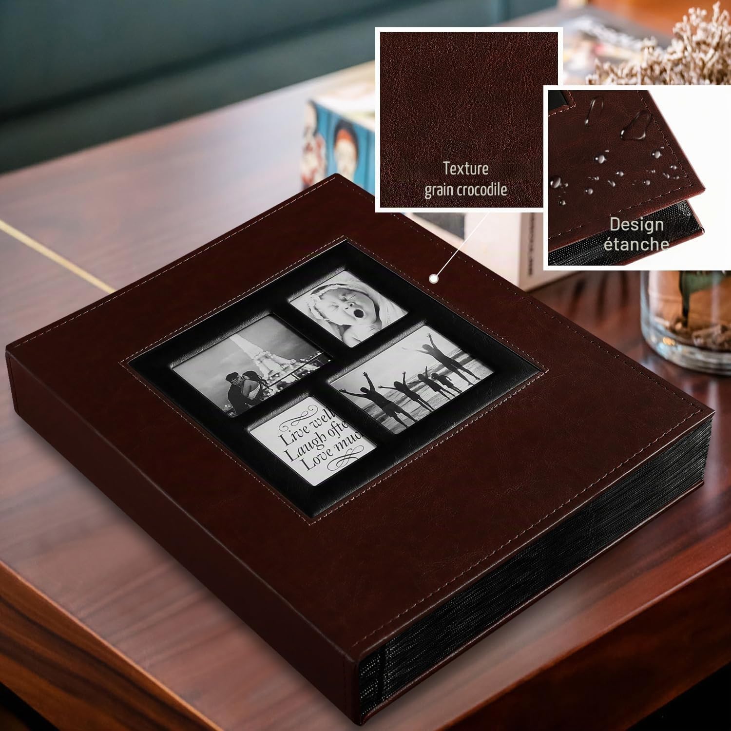 Ywlake Album Photo 1000 Pochettes 10x15cm Photos Grand Format Famille Mariage Classique Couverture en Cuir (100 Feuilles, 200 pages, Brun)