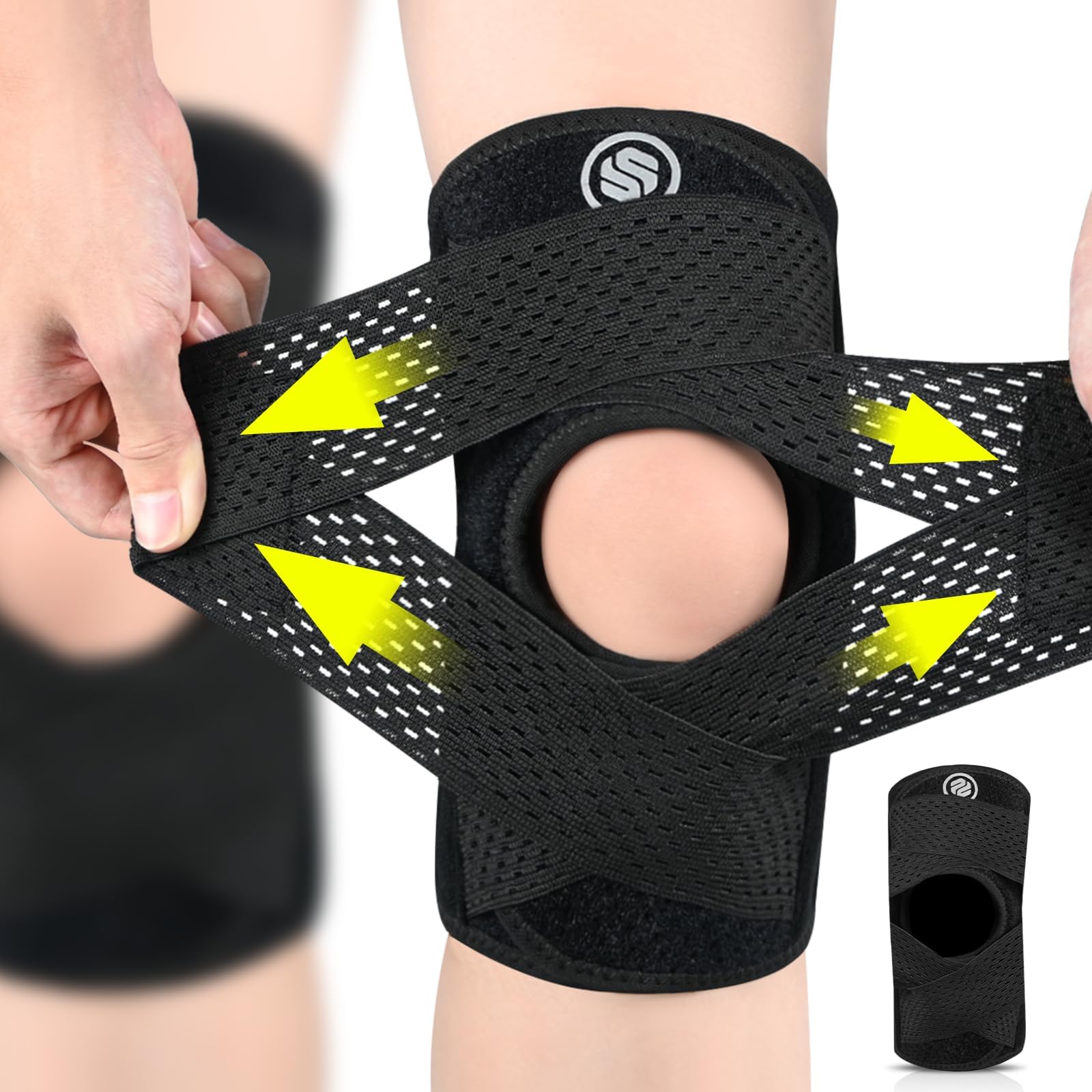 Knee Supporter, Knee Fixation, Knee Pat, Thin (Black, XL)