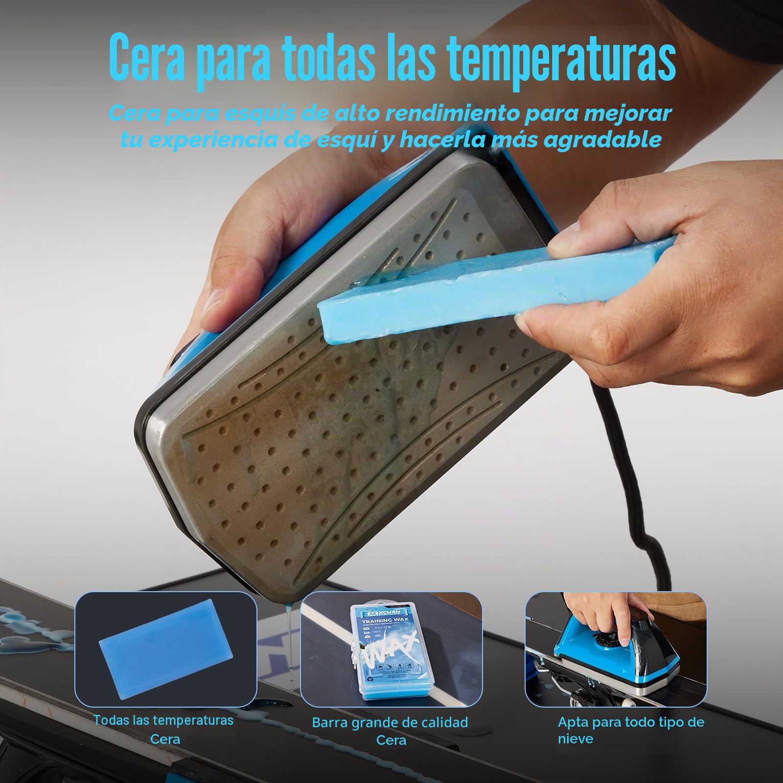XCMAN Kit Completo Afilado Encerado Esquí Snowboard Plancha Cera Afilador Borde Lateral Reparación Base Ptex Piedra Goma Diamante