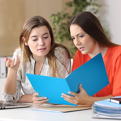 Miniatura 6 de HABGP Paquete de 12 carpetas de plástico con bolsillos, varios colores, resistentes, 2 bolsillos, tamaño carta, portatarjetas para la escuela y la