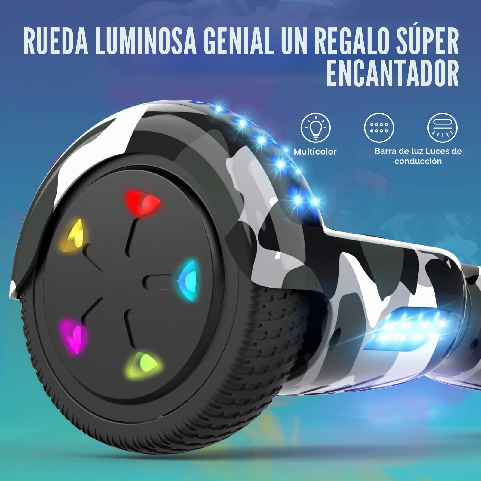 GeekMe Hoverboards de 6.5" Dual Motors 2 Ruedas de Equilibrio automático hoverboards con Luces LED Bluetooth Modelo