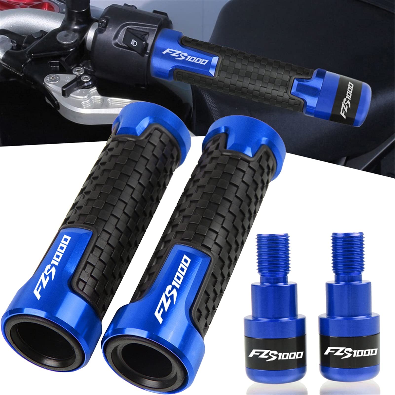 FZS 1000 pour Yamaha FZS1000 FAZER 2001 2002 2003 2004 2005 extrémités de poignée de Moto Plus poignées de Guidon extrémités Couvercle de Curseur (Couleur : Noir, Taille : 1)