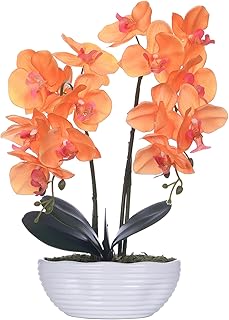 Large Artificial Potted Orchid Plant, Silk Flower Arrangement with Ceram...