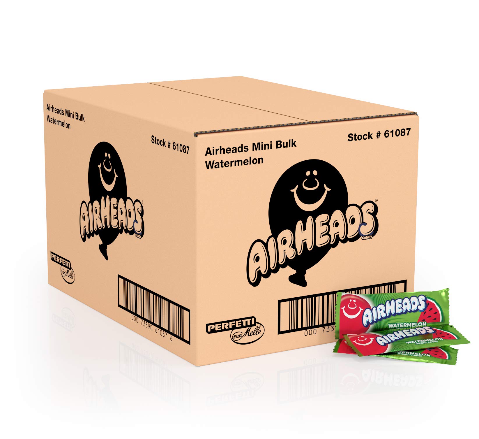 Airheads Candy Mini Bars, Watermelon Flavor, Individually Wrapped, Bulk Box, Non Melting, Party, 8 Pounds