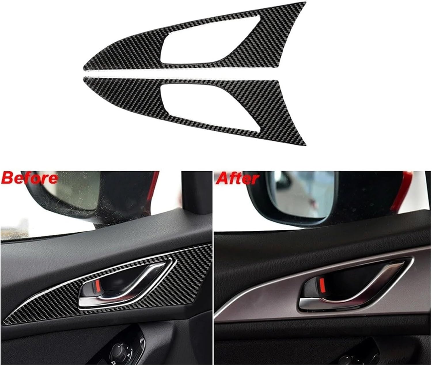 Car Interior Mouldings 2pcs Car Door Bowl Handle Carbon Fiber Stickers Trim Covers for Mazda for Mazda 3 for Axela 2014 2017 2018 Styling Accessoire Decoration