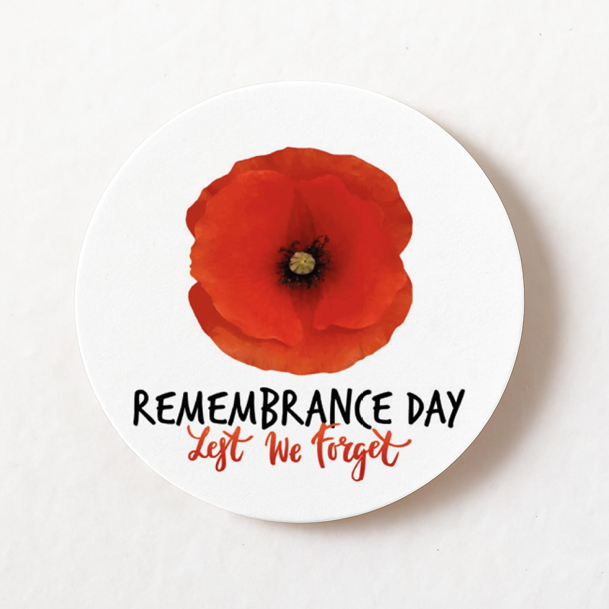 Stika.co Red Pack Of 72 Poppy, Lest We Forget, Remembrance Day Paper Labels, Adhesive Stickers Colourful Decorative Stickers, Matt Finish Round Stickers 40Mm Size Craft Stickers