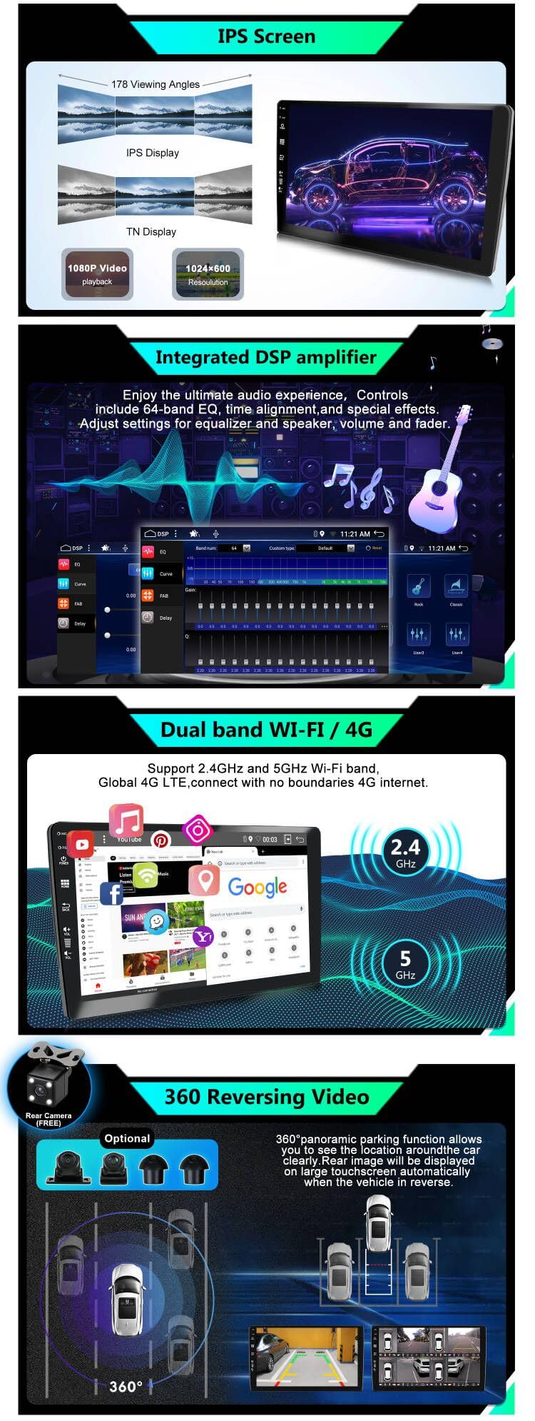 Autoradio Android 14 Per Kia Cee'd JD (2012-2018) - 6GB+128GB, 4G/DAB, CarPlay Wireless, DSP, 9 Pollici