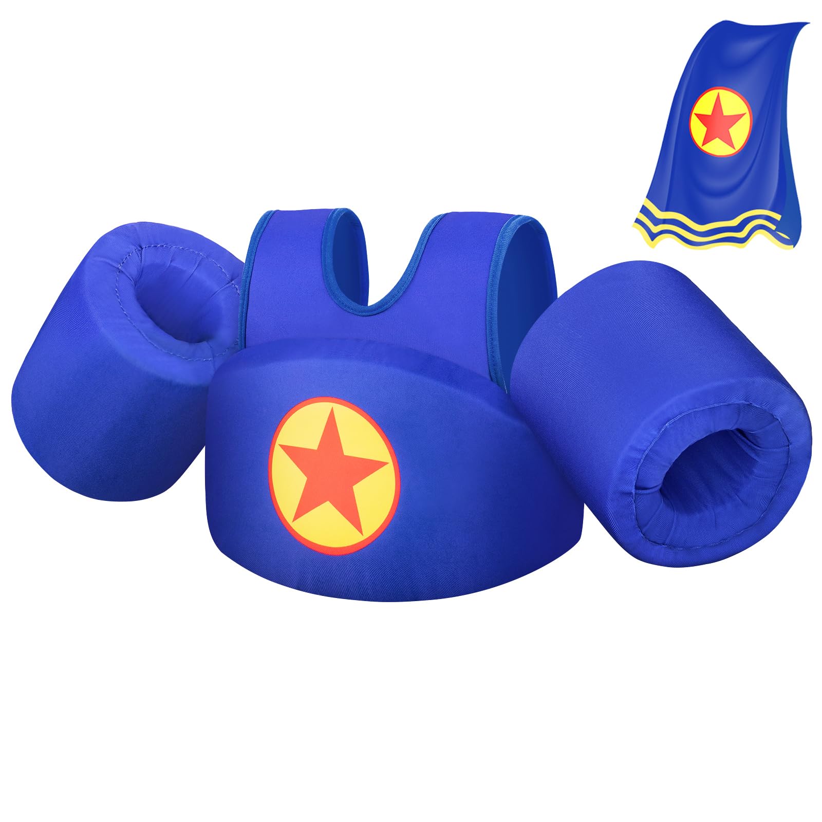 Chaleco de Natación para Niños con Capa, Tirantes Ajustables, Abuytwo Chaleco Flotador con Brazalete para Bebes de 2-7 Años Niños y Niñas Chaleco Flotantes Entrenamiento, 10-23 kg