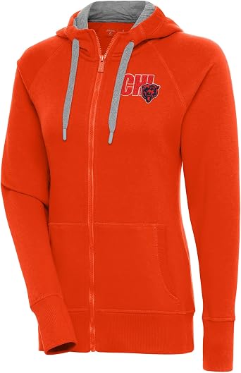 Antigua Womens Orange Chicago Bears Victory Full-Zip Hoodie