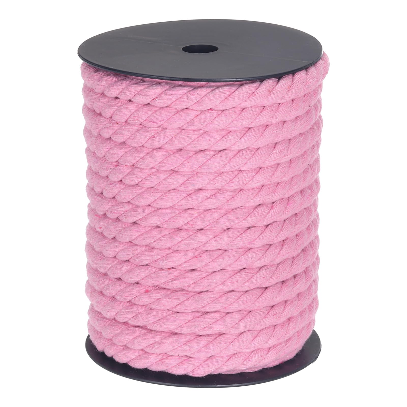 MECCANIXITY Cotton Rope 3 Strand Twisted Braided Rope Cord, Pink 10mm x 75ft Craft Rope Cord Cotton for Wall Hanging, Plant Hanger, Knitting, Macrame Knotting