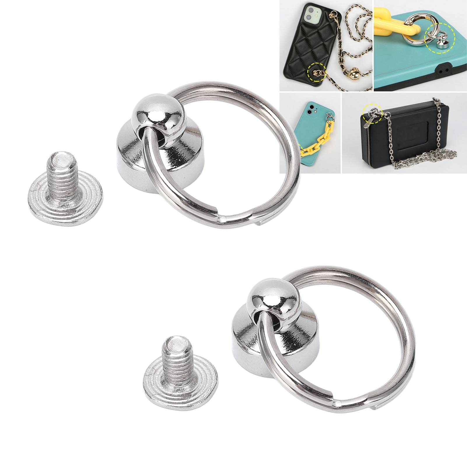 Juego de 100 Remaches de Cabeza Redonda con Anillo de Tracción, Remaches de Tornillo para Manualidades de Cuero, Remaches de Cabeza Redonda de Metal para Decoración de Bolsos de