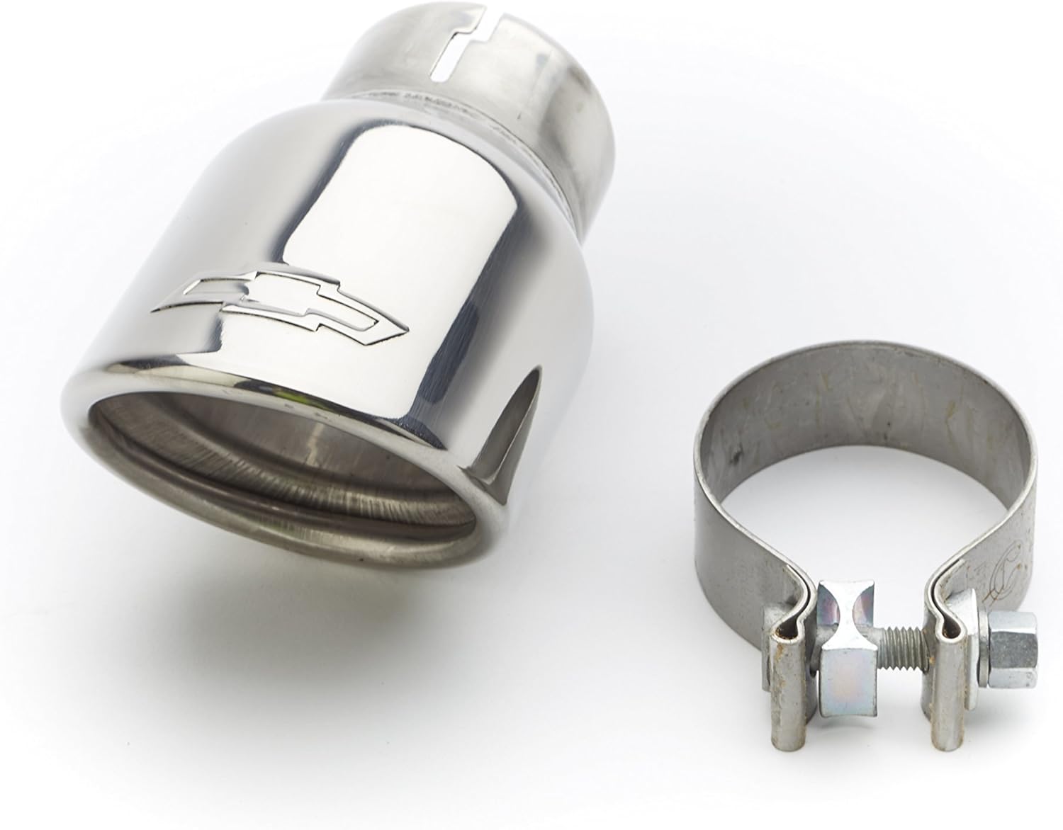 GM Accessories 23238759 3.6L Polished Stainless Steel Dual-Wall Angle-Cut Exhaust Tip with Bowtie Logo
