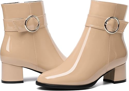 Miniatura 6 de SKYSTERRY Botas altas de tacón bajo grueso y grueso para mujer, con cierre de cremallera, de 2 pulgadas