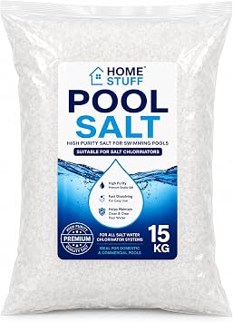 Home Stuff Pool Salt, High Purity Fast Dissolving Swimming Pool Salt for Salt Chlorinator Systems (15kg)
