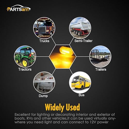 Miniatura 8 de Partsam 10 luces rectangulares de 4 pulgadas para remolque RV con 6 luces LED laterales con lente reflejo [certificado DOT] montaje en superficie