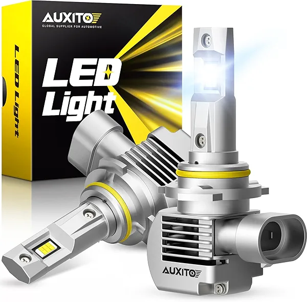 AUXITO 9005 Bulbs, 44000LM 1000% Super Bright 6000K White with Cooling Fan HB 3/HB3u Fog Light, Pack of 2