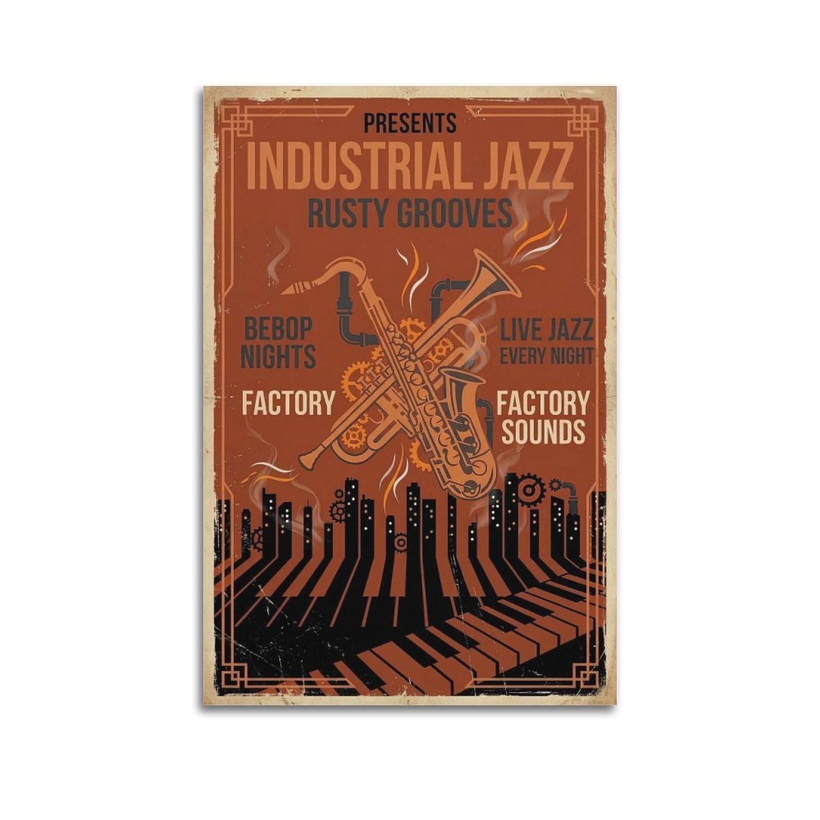 OKNGB Vintage Poster Industrial Jazz Steampunk Music Decorative Painting Canvas Art Picture 20x30inch(50x75cm)
