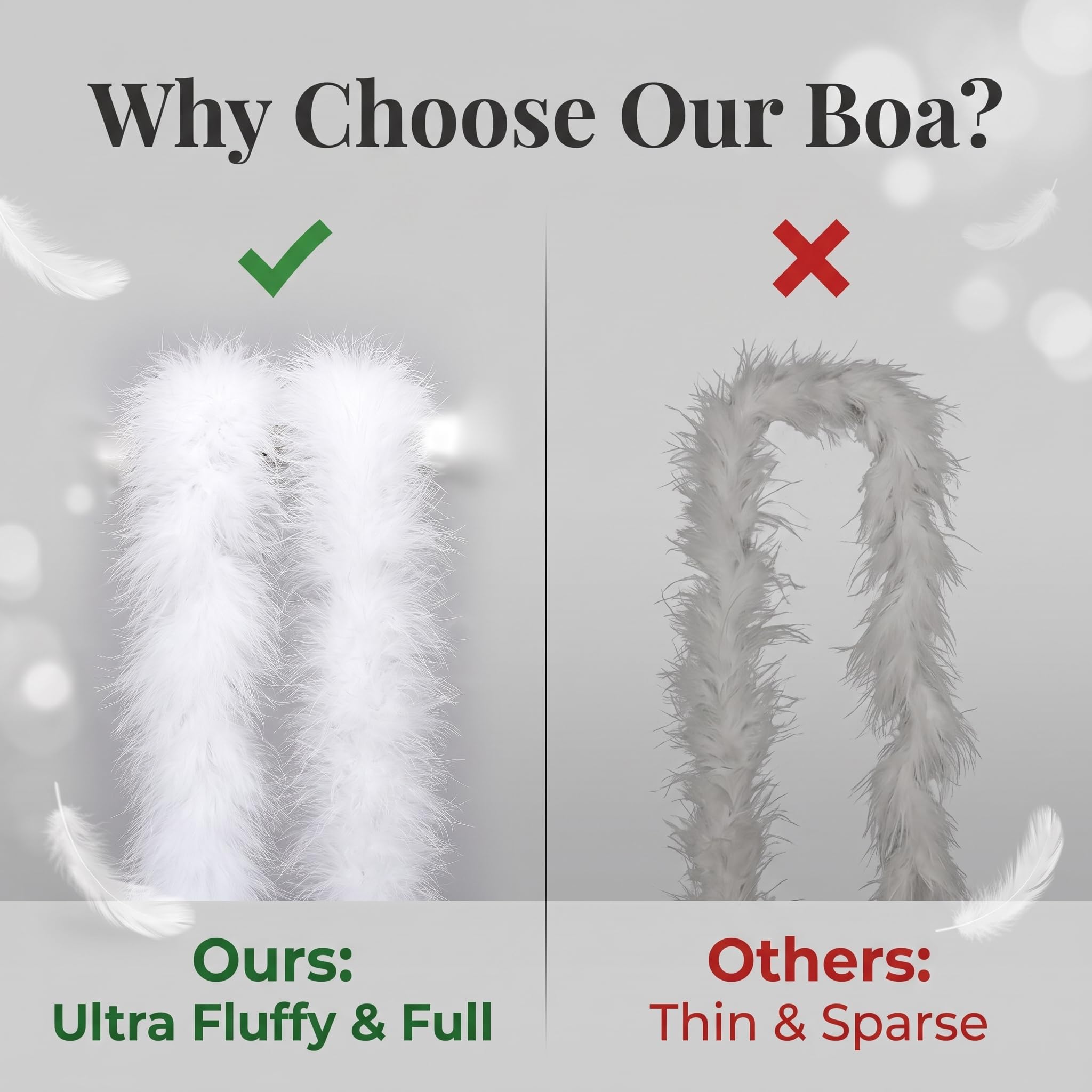 Happy Feather Boa en plumes de marabout duveteuses de 1,8 m x 30 g pour loisirs créatifs, couture, décoration, maison, fête de mariage