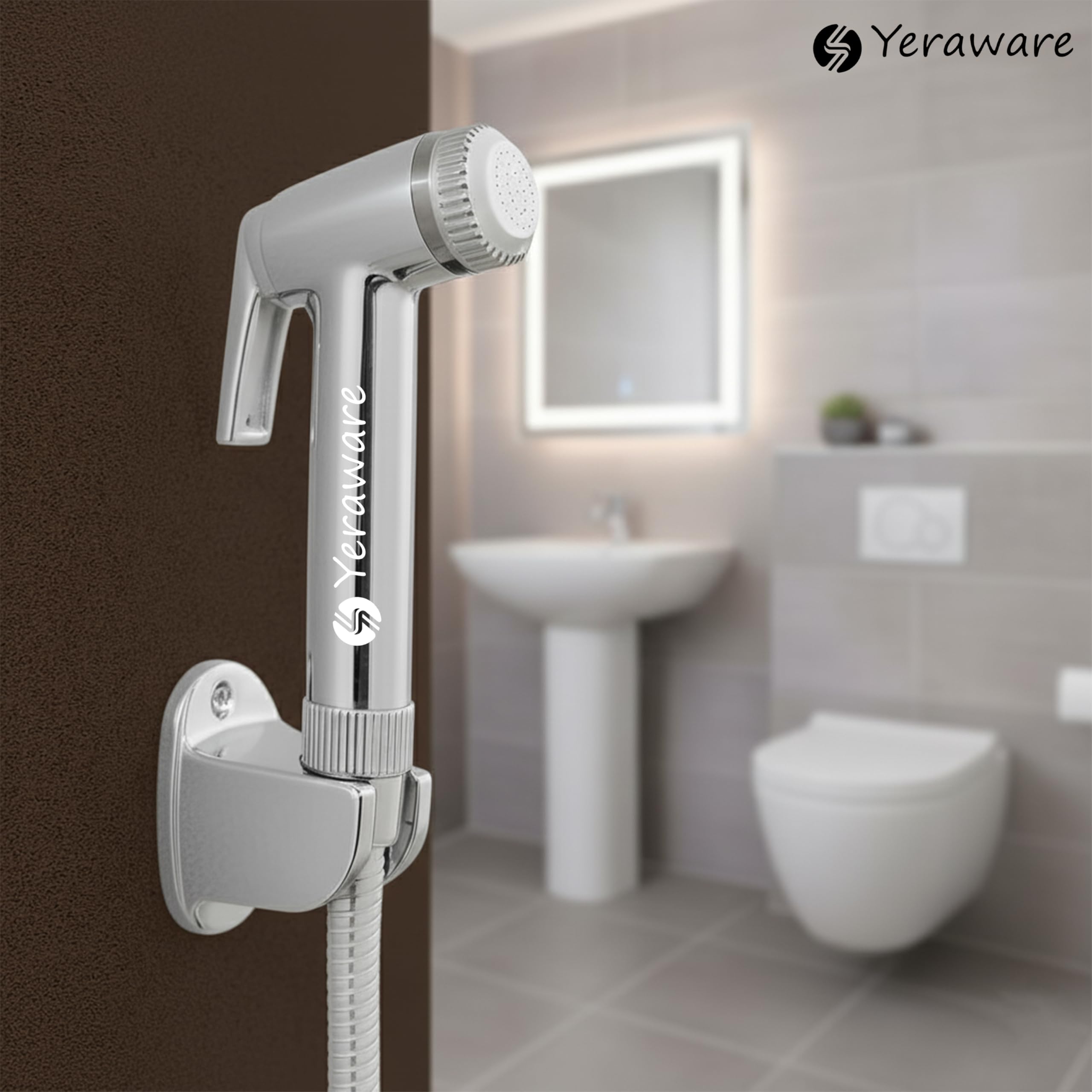 YERAWARE Handheld Jet Spray with Hose Pipe, Wall Stand & Screws | High Pressure Toilet Bidet Sprayer Set | Multipurpose Bathroom Hand Spray (39 Inch) 4