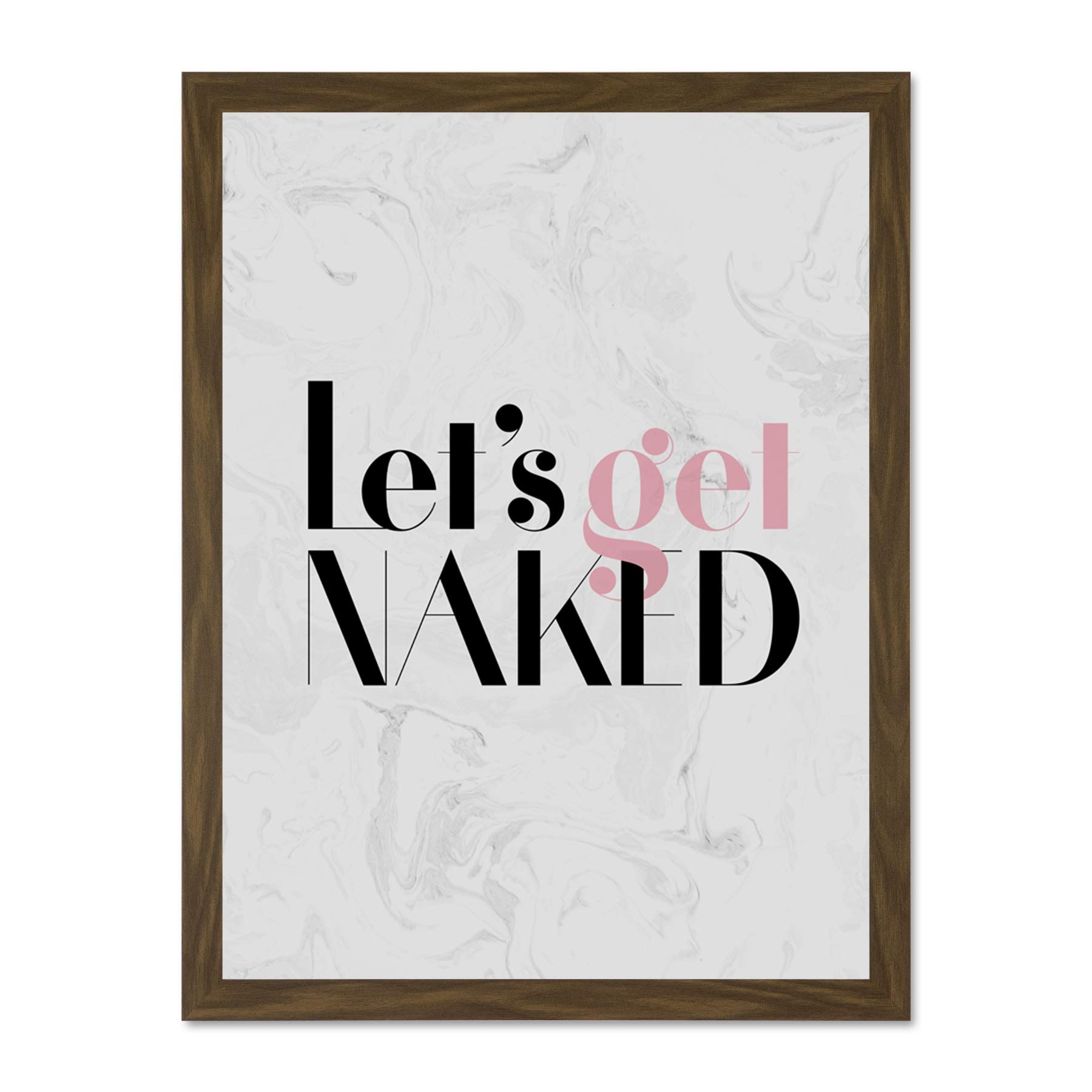 Wee Blue Coo Dusty Rose Lets Get Naked Large Framed Art Print Poster Wall Decor 18x24 inch