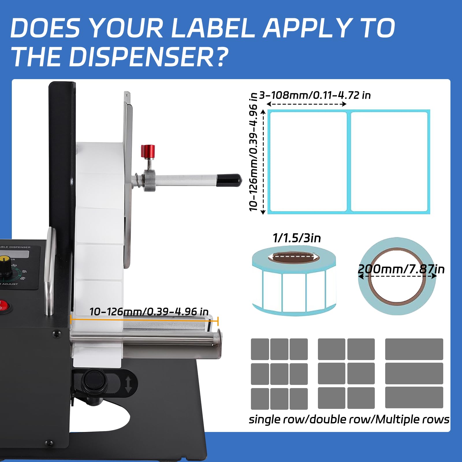 YUCHENGTECH Distributeur D'étiquettes Automatique 5 Vitesses 0-9999 | avec Comptage Automatique de 0 à 9999 et 5 Vitesses Réglables Largeur 5-120mm pour Étiquettes Autocollantes/PET/PVC