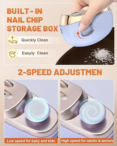 Miniatura 5 de Cortauñas eléctrico 3 en 1 para personas mayores, cortaúñas eléctrico automático con colector, excelente regalo para tus seres queridos