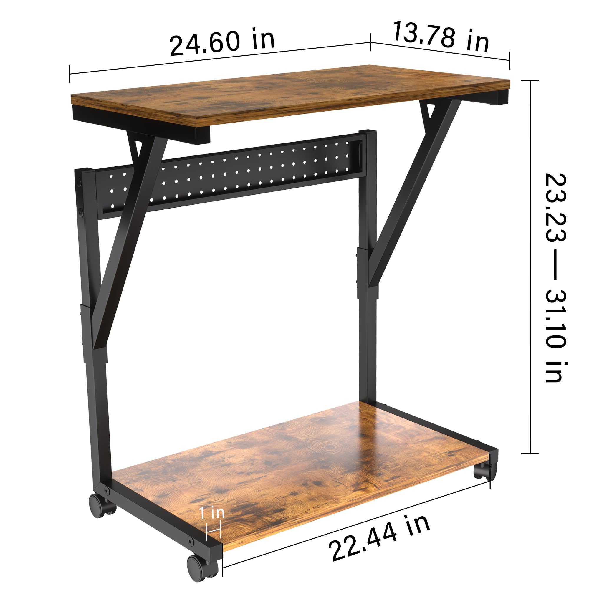 Computer Tower Cart - Height Adjustable PC Stand, 2-Tier ATX-Case CPU ...