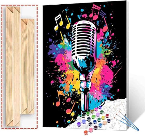 Vista 20 de Pintura por números para adultos, música de guitarra, pintura acrílica de acuarela por números para niños principiantes, pintura abstracta colorida