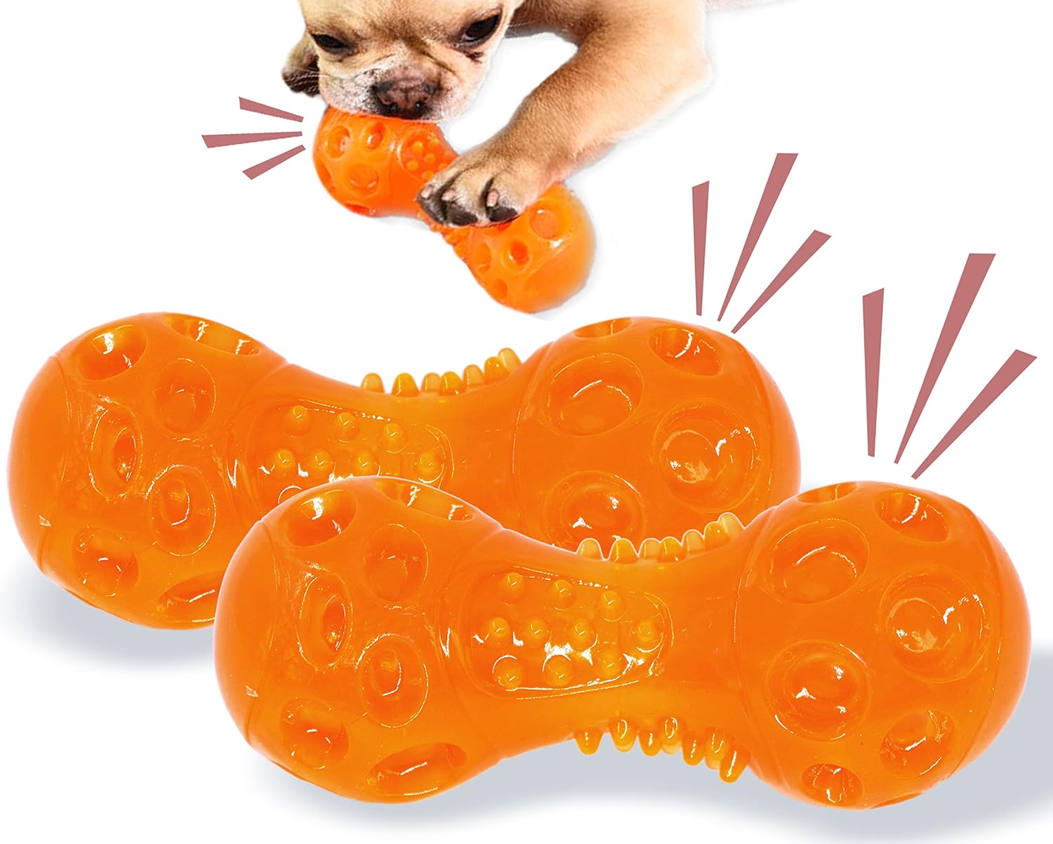 Pet Supplies CoubonTail Dog Squeaky Chew Toys Tough Durable Bounce Dumbbell Toys for Chewer