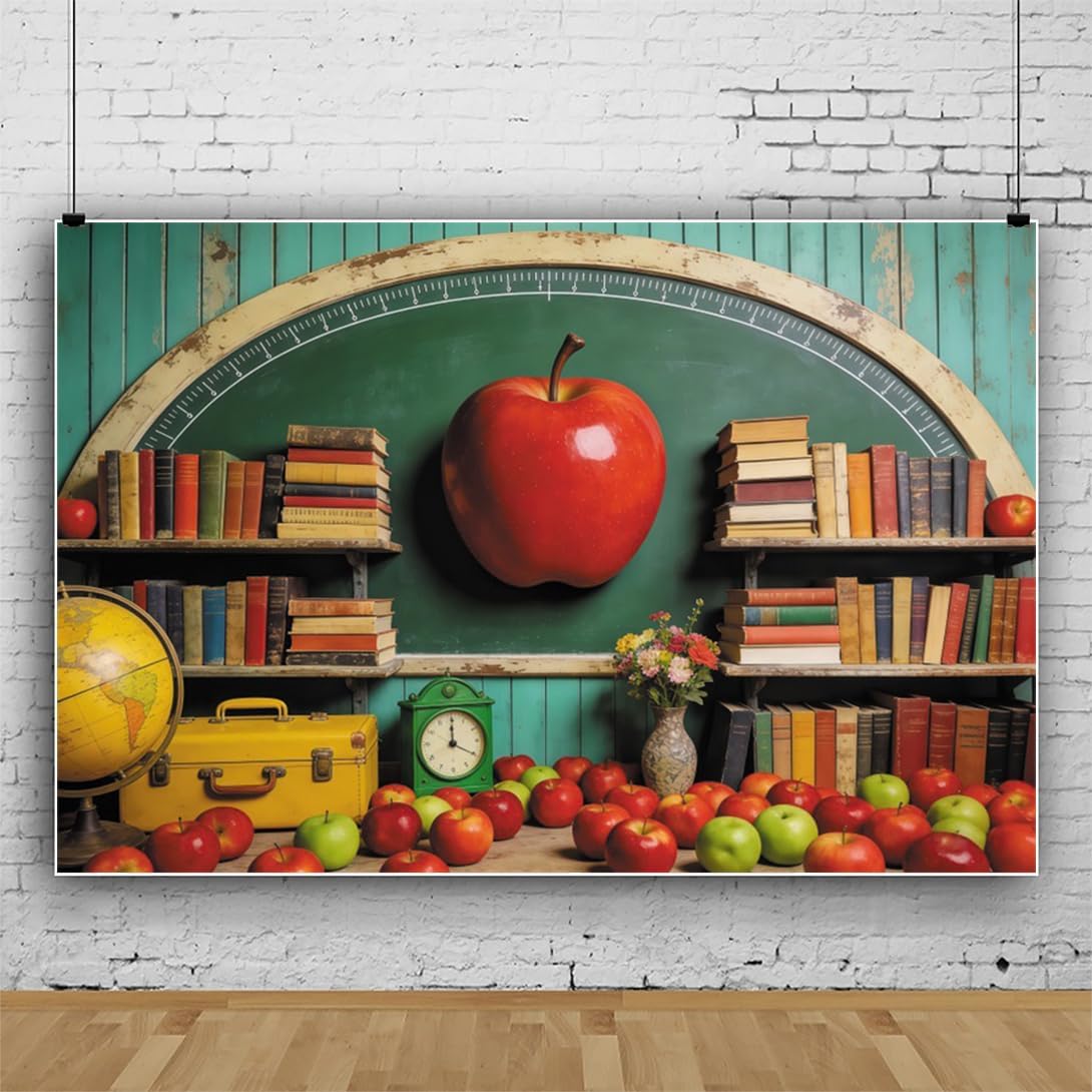 7x5ft Back to School Backdrops for Photography Vintage Chalkboard Bookshelf