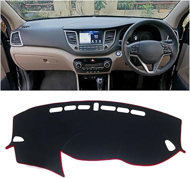 Dash Board Cover Mat Carpet For Hyundai For Tucson 2015 2016 2017 2018 2019 2020 Car Dashboard Cover Mat Pad Dashmat Dash Sunshade Instrument Carpet Dash MatRHD Red 15-18