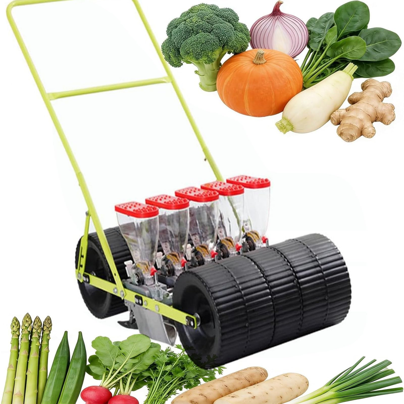 Drmoxin Garden Corn And Soybean Planter, Portable Manual Planter, Adjustable Plant Spacing And Row Spacing, Multi-Row Precise Planting, Suitable For Crops Such As Corn, Beans 5row