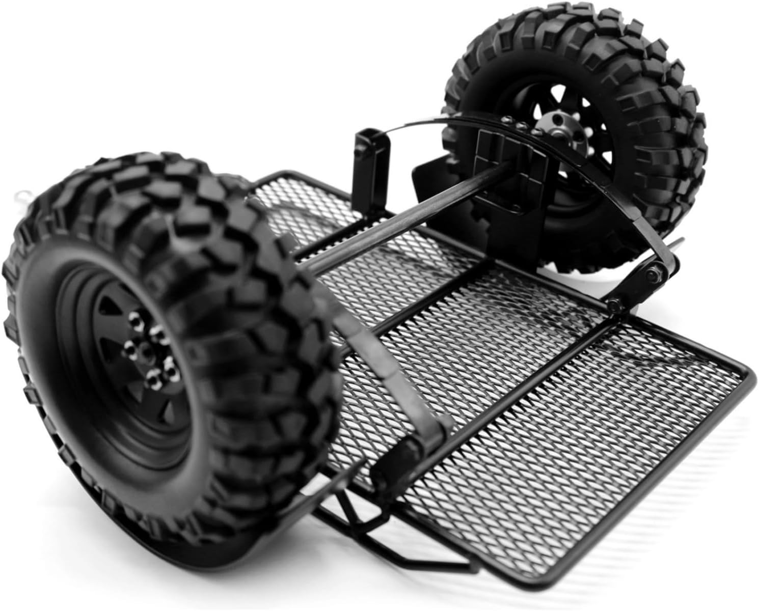 1/10 RC Trailer, Black Metal RC Car Trailer Hopper with Two Tires, Heavy Duty Trailer Truck Metal Kit for Axial SCX10 D90 TRX4 1/10 DIY Parts