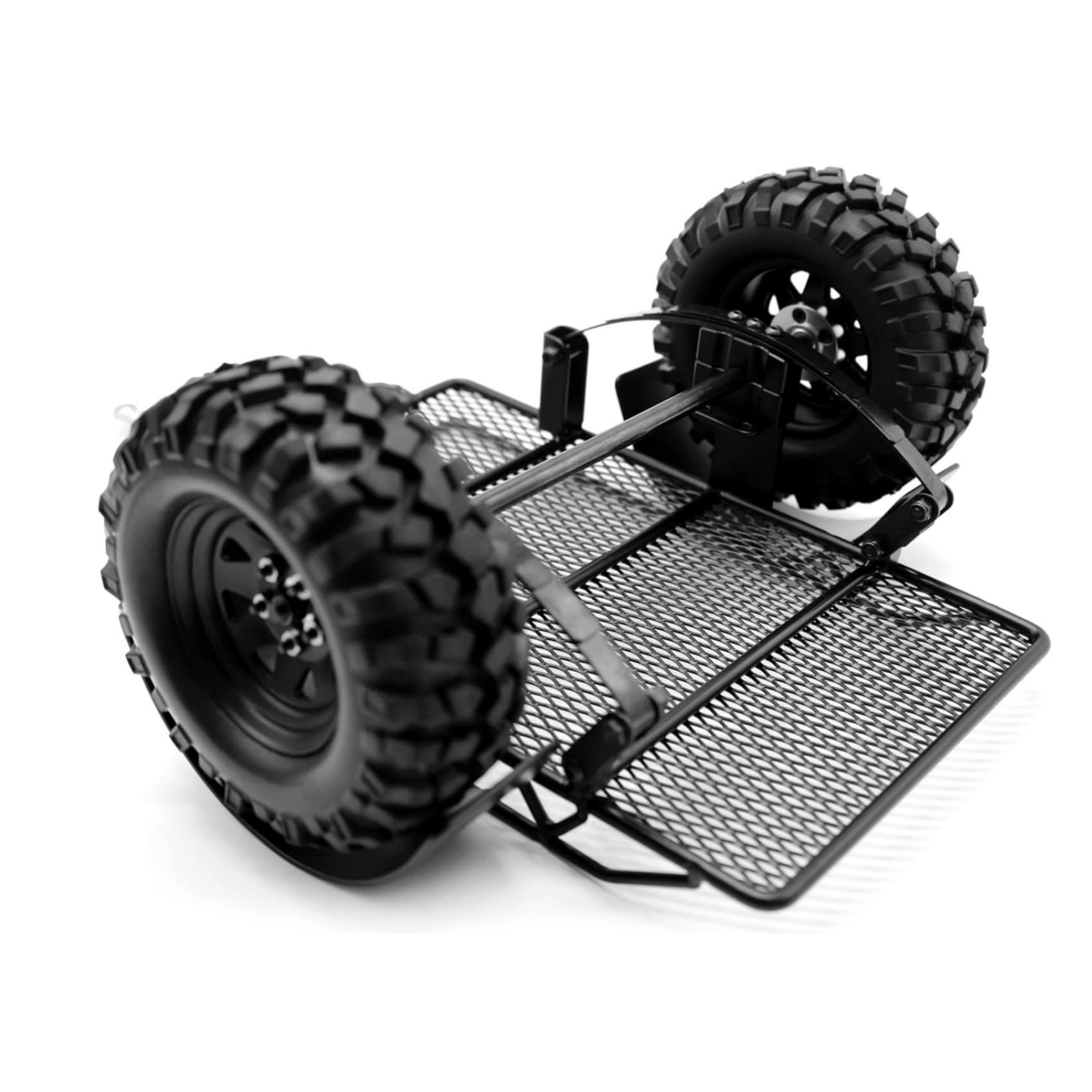 RC Anhänger 1/10, Full Metal RC Crawler Trailer Schwerlast zum Ziehen Hinter dem Auto Heavy Duty LKW Kit für 1/10 RC Auto SCX10, TRX4,Absima Sherpa (Schwarz)