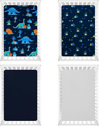 Miniatura 8 de David's Kids Paquete de 3 sábanas pequeñas para cuna, ultra suaves y cómodas, paquete N Play, para niños y niñas, ajuste universal para colchones