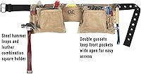 Vista 2 de Custom Leathercraft527X Heavy Duty Top Grain Suede Construction Work Apron, 2 Hammer Loops, 12 Pocket,Cream White