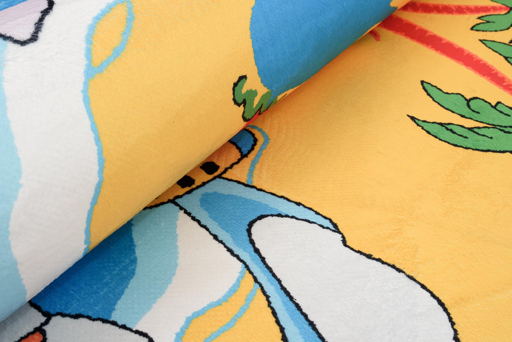 TAPISO Flannel Alfombra Antideslizante Lavable Diseño Moderno Barco Pirata Isla del Tesoro Azul Amarillo Alfombra Infantil para Niños Alfombra de Juegos Oeko-Tex 140 x 200 cm