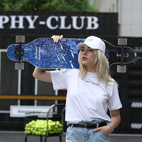 Miniatura 6 de Junli - Patineta Freeride de 41 pulgadas, para skateboarding, estilo libre y pendientes.