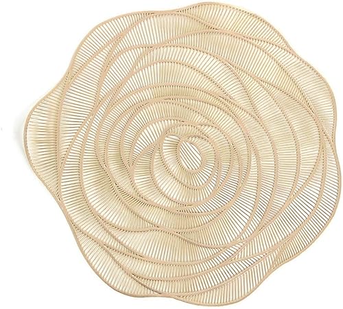 Miniatura 2 de 6 manteles individuales de vinilo antideslizante de 15 pulgadas (dorado-M, 6)