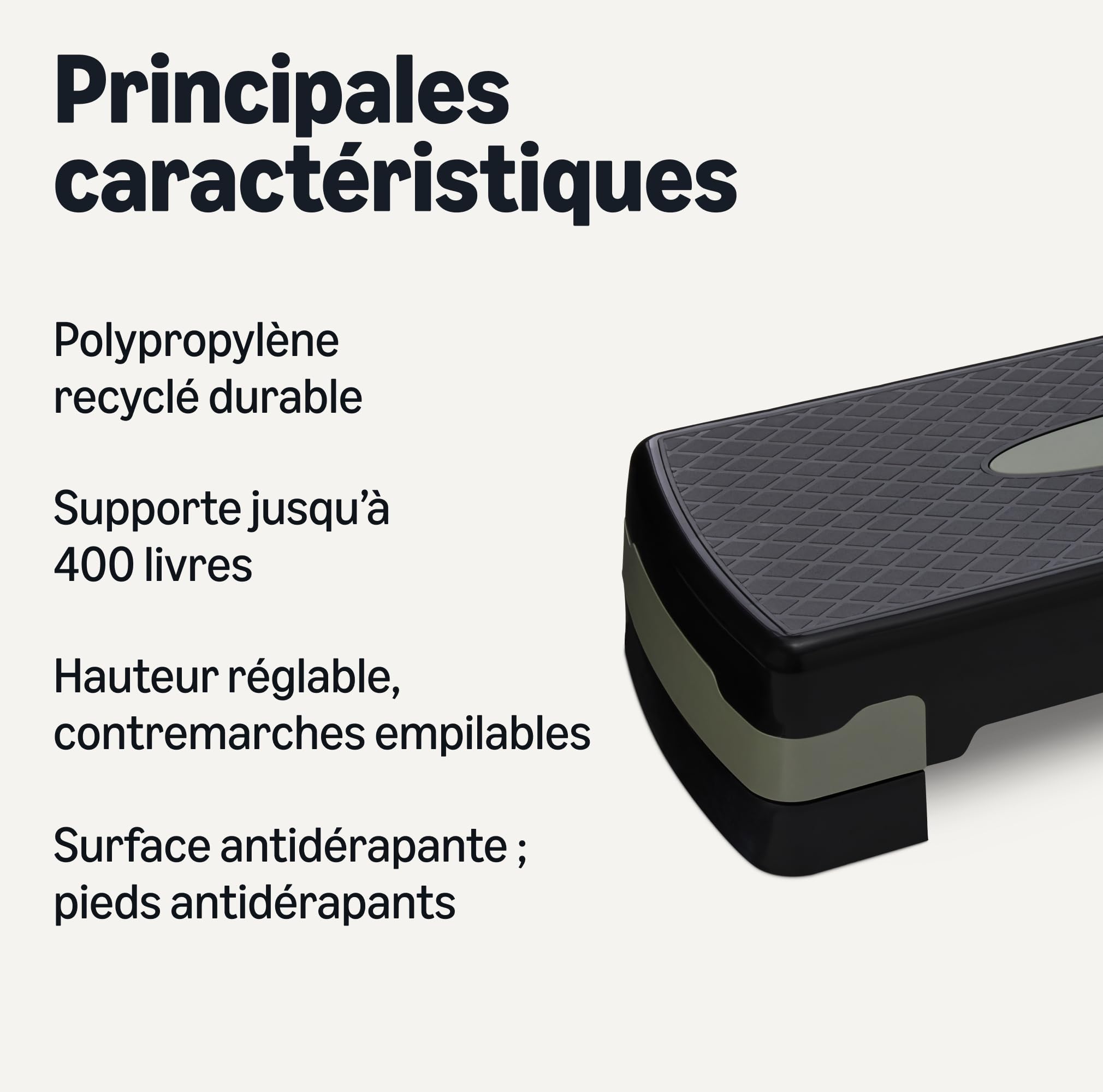 Amazon Basics Plateforme de Step Aérobique Réglable 68.58cm Noir/Gris