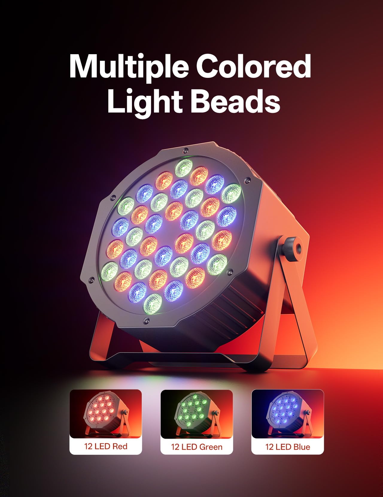 U`King Stage Lights 10 Packs 36LED RGB LED Par Lights, 7 Channel DJ Party Lights with Remote Control & DMX Controller Sound Activated Uplights for Events Birthday Bar Dance Decoration — Amazon image 2